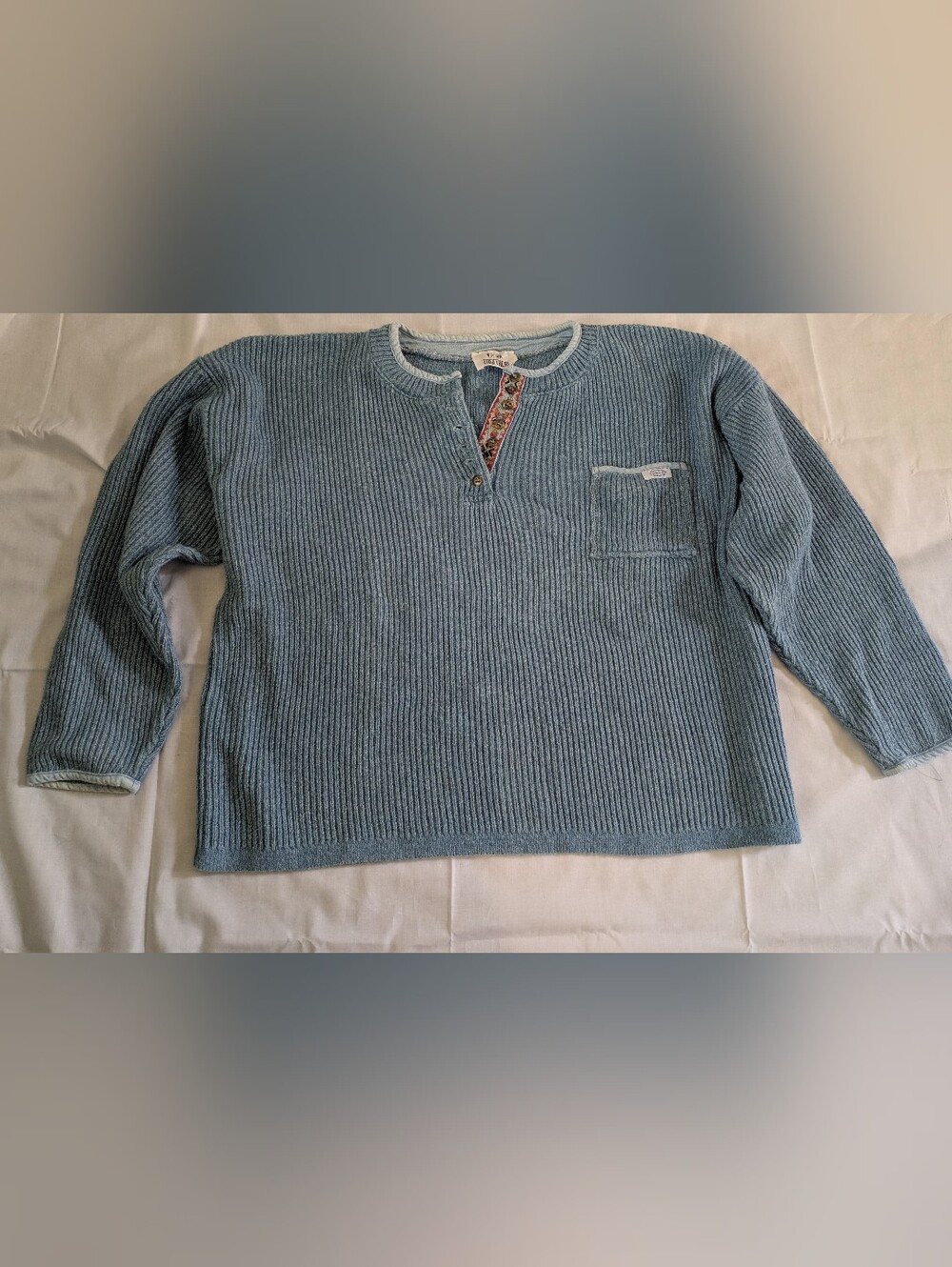 Together! International Rib-Knit Long Sleeve Sweater Chest Pocket